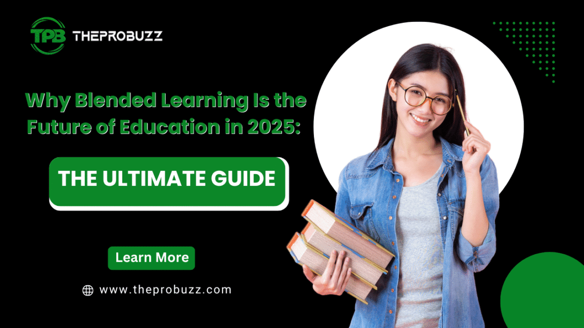 Teacher guiding students with blended learning using a laptop in the classroom