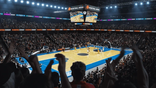 Basketball fans watching a global game International basketball fans cheering during a match
